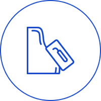 Icon of a hand holding a credit card inside a blue circle.